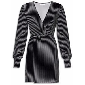 BCBGenerations Black Striped Faux-Wrap Dress